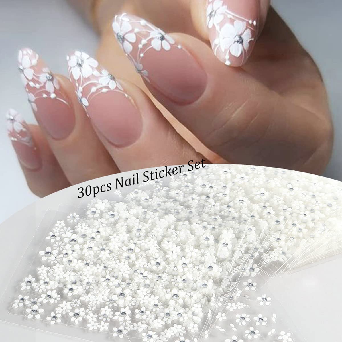 Amazon.com: 30Sheets Floral Nail Art Stickers Decals 3D Self
